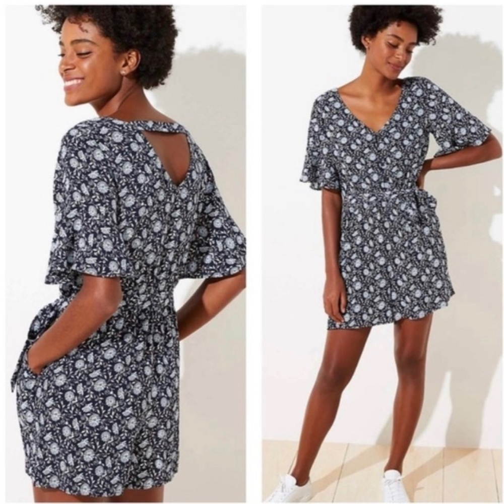 Loft Navy Floral Romper